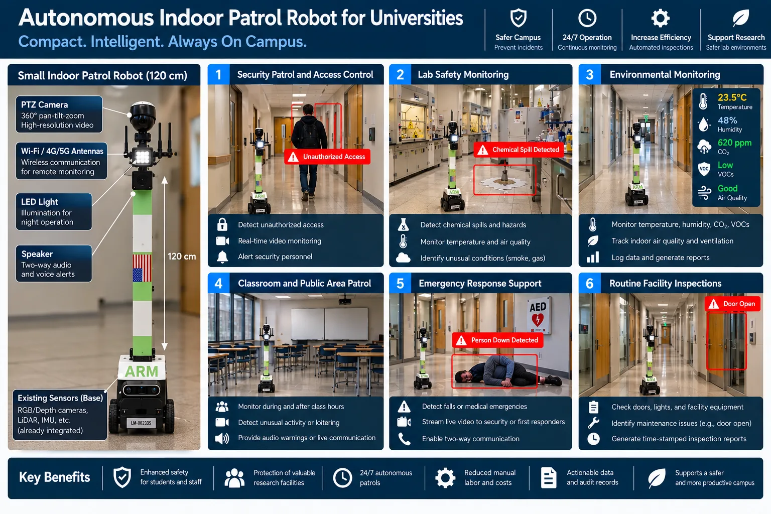 Indoor university patrol robot concept